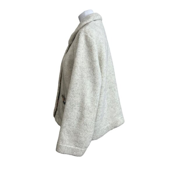 Orvis Teddy Bear Sherpa Tapestry Trim Cream Shacket Jacket Womens L Large - Picture 3 of 14